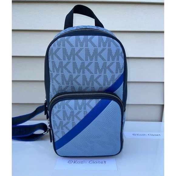 Michael Kors MK Cooper Logo Sling Backpack - Chambray - Picture 3 of 12